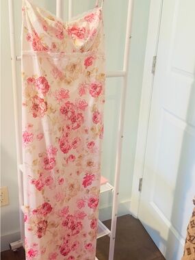 Pink & Cream Floral Slip Maxi Dress